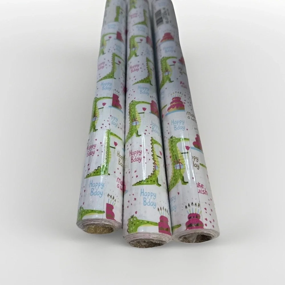 Retrify Wrapping Paper Roll, Crocodile Happy Birthday Gift Wrap Paper, Lot 3